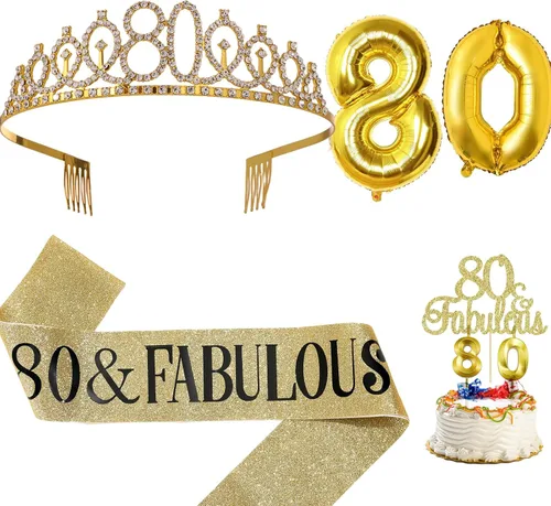 Miniatura 7 de Decoraciones de cumpleaños número 50 para mujer, banda, corona, vela de cumpleaños y globo digital de papel de aluminio de 32 pulgadas, decoración