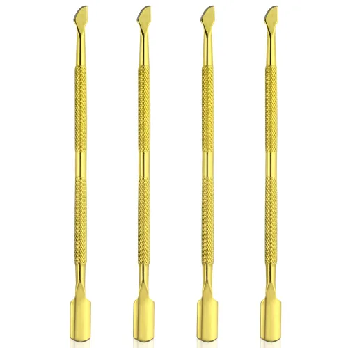 4 piezas de empujador de cutículas de uñas de acero inoxidable, removedor de cutículas de doble extremo, herramienta de pedicura de uñas, pelador de