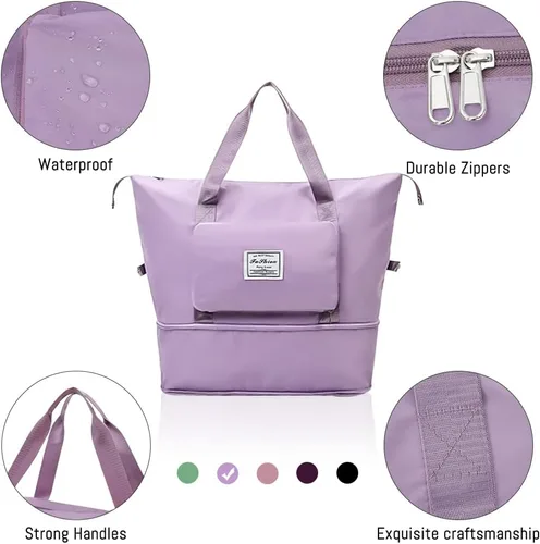 Miniatura 4 de Bolsa de viaje plegable de gran capacidad, bolsas de mano ligeras e impermeables, adecuadas para pasar la noche