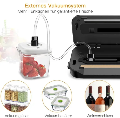 Miniatura 4 de MegaWise Máquina selladora al vacío de alimentos – Succión de alta potencia de 80 kPa, operación de un solo toque, cortador integrado – Funciona