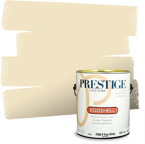 Miniatura 221 de PRESTIGE Paints Exterior Paint and Primer In One, 1-Gallon, Satin, Comparable Match of Benjamin Moore* Royal Linen* 931BM-PCM