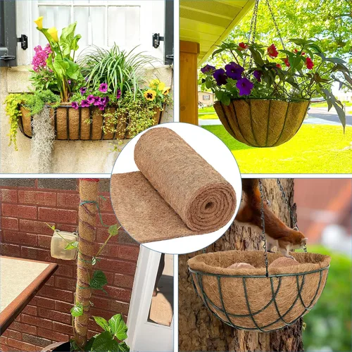 Miniatura 5 de Rollo de revestimiento de coco natural de 16 x 80 pulgadas para macetas, tapete de fibra de coco, cesta de flores, decoración de jardín, tapetes