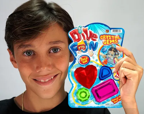 Miniatura 4 de JA-RU Dive Fun - Juguetes de buceo con gemas de cristal (1 paquete de 4 gemas) Juguetes de playa, baño y piscina para niños, niñas y niños.