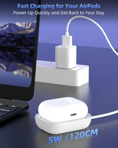 Miniatura 4 de Cargador para Airpod, cargador inalámbrico diseñado para Airpods 4 (ANC)/3ª/2ª generación, para el nuevo AirPod Pro 3 (2025)/2ª generación, Blanco-2