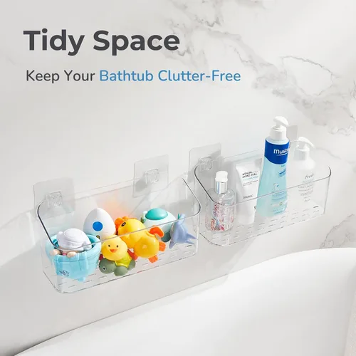 Miniatura 5 de Soporte de Almacenamiento de Juguetes de Baño para Bañera, Organizador de Juguetes de Baño Transparente de Gran Capacidad Almacenamiento de Juguetes