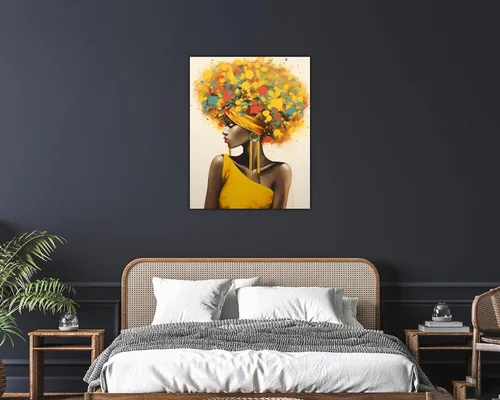 Miniatura 202 de Arte de pared afroamericano, decoración de rey y reina bailarín negro para sala de estar, arte de pareja de amor negro para dormitorio, lienzo