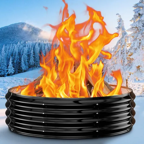 Miniatura 10 de Anillo de chimenea al aire libre de 32 pulgadas, chimenea de leña resistente al calor de 17 pulgadas de altura y chimenea para exterior, anillo