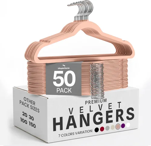 Miniatura 26 de Utopia Home Velvet Hanger - Paquete de 100 perchas delgadas antideslizantes de lujo para pantalones y abrigos, perchas fuertes que ahorran espacio