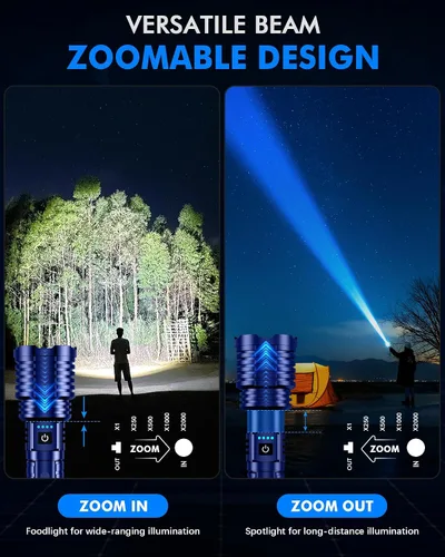 Miniatura 4 de Linternas LED recargables superbrillantes de 2500,000 lúmenes altos, linternas de alto lúmenes de hasta 25 horas de larga vida Zoomable 5 modos
