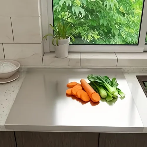 Miniatura 2 de Tabla de cortar grande de acero inoxidable para cortar carne, picadoras, verduras, frutas, pan y hornear, fácil de limpiar, fácil de almacenar, apta