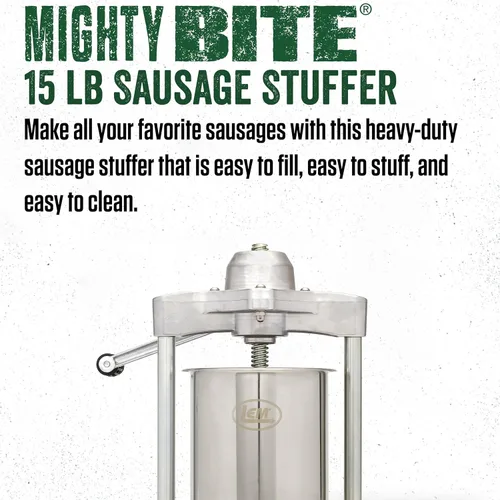 Miniatura 2 de LEM Products Mighty Bite - Embutidora de Salchichas Vertical de Acero Inoxidable con Capacidad de 15 Libras con Tubos de Embutir de Plástico