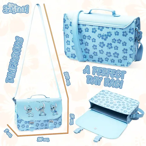 Miniatura 6 de Disney Bolsa de puntada para niñas, bolsa cruzada Lilo y Stitch, Azul, Duradero