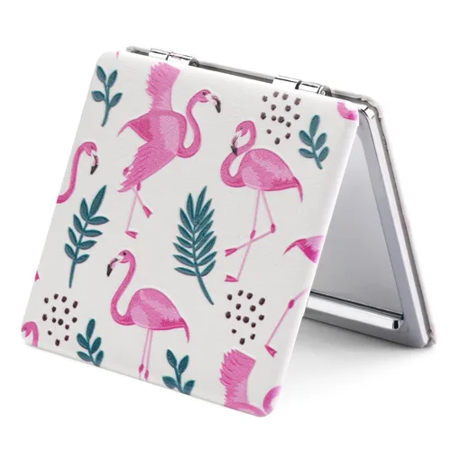 Miniatura 16 de Omiro - Espejo compacto, cuero PU clásico. Ampliación 1x/3x, ultra portátil para el bolsillo, ideal para bolsos y viajes (negro)
