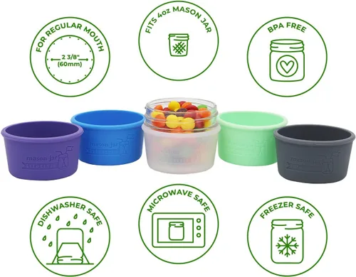 Miniatura 2 de Mason Jar Lifestyle - Fundas de silicona de 4 onzas para proteger bolas pequeñas, Kerr, tarros de conservas acolchados (gris carbón, paquete de 2)
