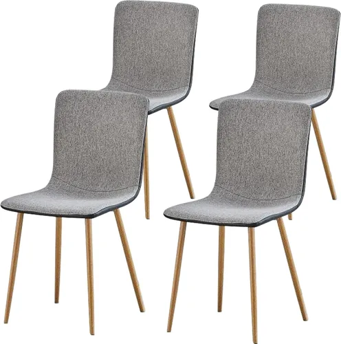 Miniatura 9 de FurnitureR Juego de 2 sillas de comedor, silla auxiliar tapizada de gamuza con respaldo medio, asiento suave y patas de metal resistentes para Marrón