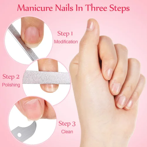 Miniatura 3 de Mudder Paquete de 8 limas de uñas de diamante de acero inoxidable de doble cara de metal para uñas de los pies, manicura para mujeres y hombres