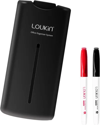 loukin Borrador magnético de borrado en seco todo en uno, borrador de pizarra blanca patentado con limpiador de pizarra, ideal para aula, hogar y