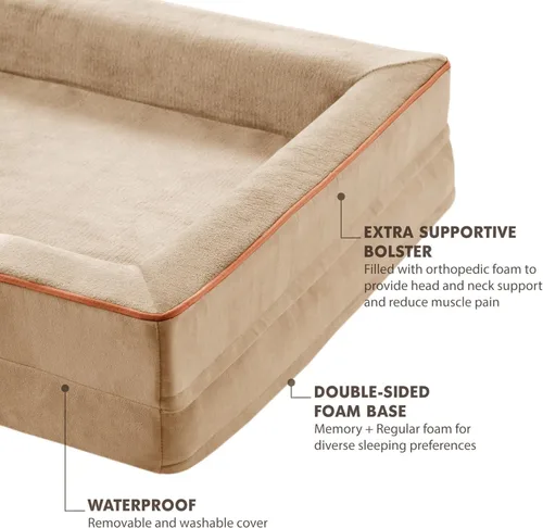 Miniatura 3 de Friends Forever Cama ortopédica para perros extra grandes, sofá cama impermeable de espuma viscoelástica para perros XL con funda extraíble lavable