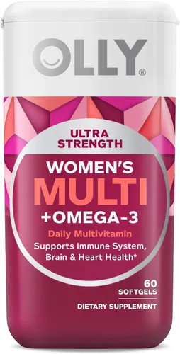 OLLY Ultra Cápsulas Blandas Multivitamínicas para Mujeres, Salud General y Apoyo Inmunológico, Omega-3, Hierro, Vitaminas A, D, C, E, B12,
