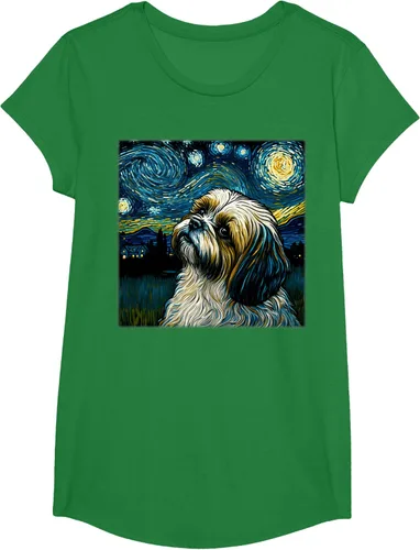 Miniatura 73 de Camiseta Surrealism Starry Night Shih Tzu Dog