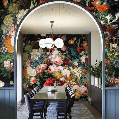 Miniatura 12 de Zeeko Murales de pared florales oscuros para despegar y pegar, 59 pulgadas de ancho x 98 pulgadas de alto, papel tapiz de flores 3D vintage