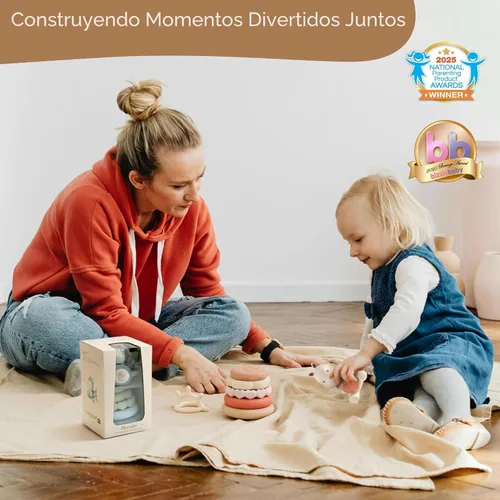 Miniatura 4 de Juguetes de apilar de Moonkie con forma de conejito para bebé Anillos de silicona de 7 piezas para alivio de la dentición Juguete educativo