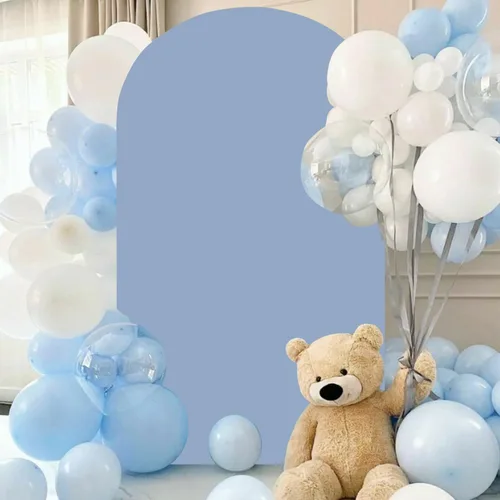 Miniatura 5 de FANPROMS Cubierta para Arco de Boda 6 Pies Azul Polvoriento Cubierta de Fondo de Arco Chiara Spandex Cubiertas de Arco Tela Elástica para Marco Beige