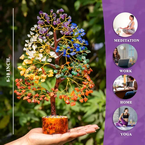 Miniatura 2 de BEZAVO Árbol de la vida de los siete chakras, hecho a mano, piedra preciosa de cristal curativo para energía positiva, equilibrio espiritual