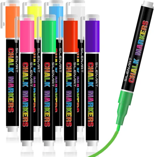Miniatura 19 de SILENART Marcadores de tiza negra para ventana, punta gigante, rotulador de coche de 0.591 in, 2 unidades Pluma de pintura lavable grande