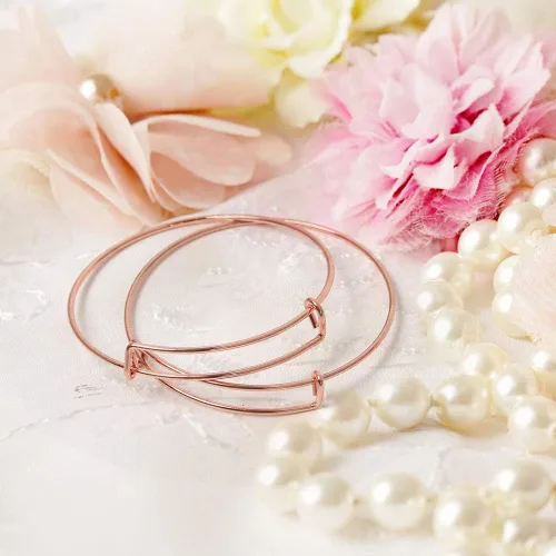Miniatura 5 de UPINS 60 pulseras expandibles, pulseras ajustables de alambre de acero inoxidable en blanco a granel para mujer, fabricación de joyas de 2.6 pulgadas