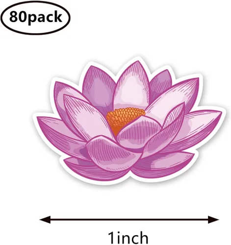 Miniatura 2 de Calcomanías de flores de loto de 1 pulgada para álbumes de recortes, artes, manualidades, manualidades para niños, calendarios, diarios, paquete