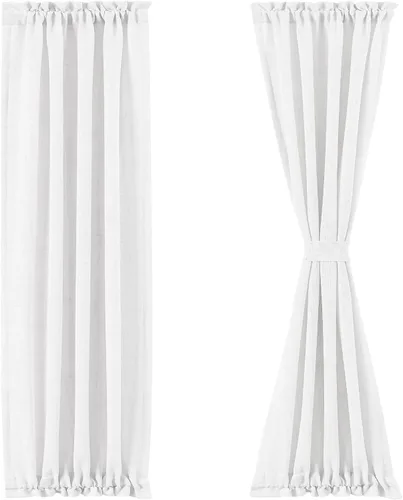 Miniatura 11 de FMFUNCTEX Cortinas transparentes de lino para puerta lateral de 40 pulgadas de largo para puertas de vidrio delanteras, puertas de patio, puertas