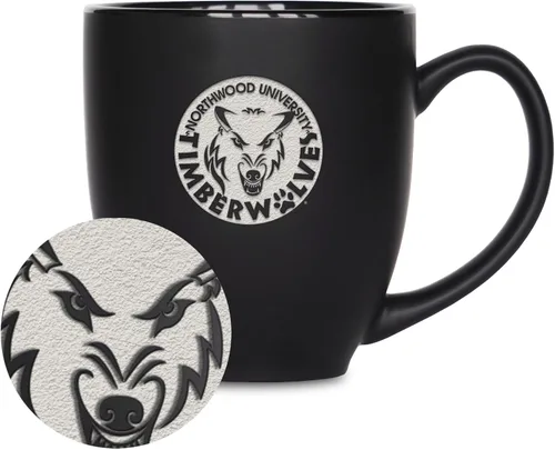 Miniatura 452 de Rico Industries - Taza de cerámica mate negra con grabado láser estándar de 15oz para NCAA (escuelas T & U) - Para bebidas calientes o frías