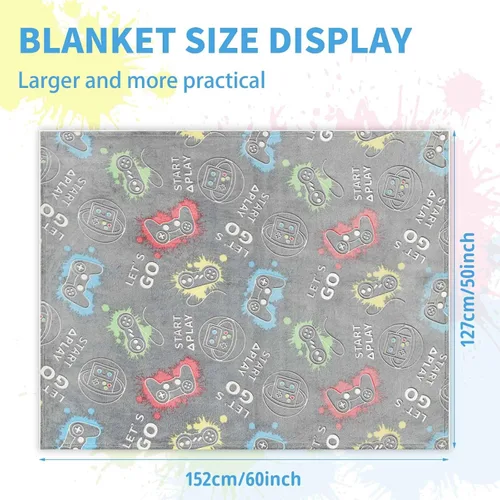 Miniatura 9 de Manta que brilla en la oscuridad, regalos de controlador de juego para niños, manta suave para niños jugadores de 3, 4, 5, 6, 7, 8, 9, 10, 11, 12