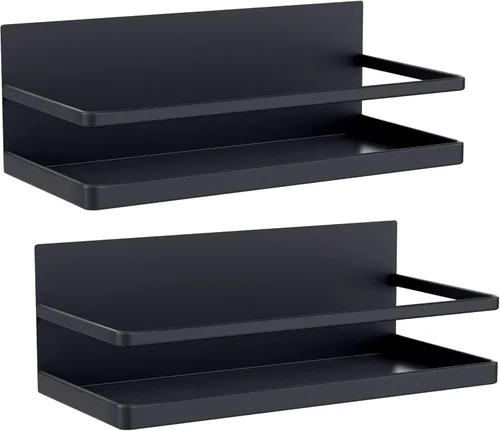 Paquete de 2 estantes magnéticos para especias, fácil de instalar en el lateral del refrigerador/organizador de estante de cocina que ahorra espacio