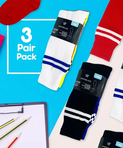Miniatura 5 de Winterlace Calcetines de fútbol para niños, 3 pares para niños y niñas, jóvenes, hasta la rodilla, atléticos, deportes, fútbol, gimnasio, paquete