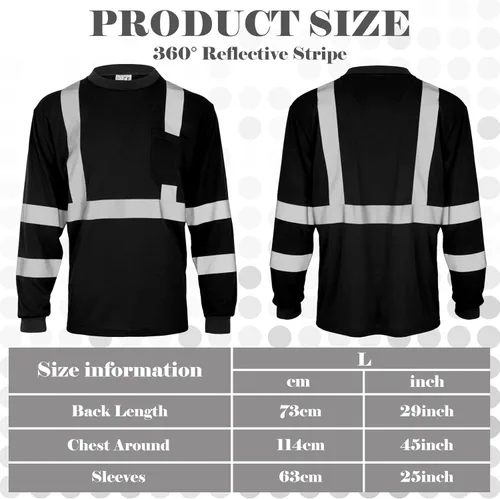 Miniatura 2 de Amylove 4 piezas de camisa de seguridad de manga larga reflectante de alta visibilidad, camisas de trabajo de construcción para hombres y mujeres