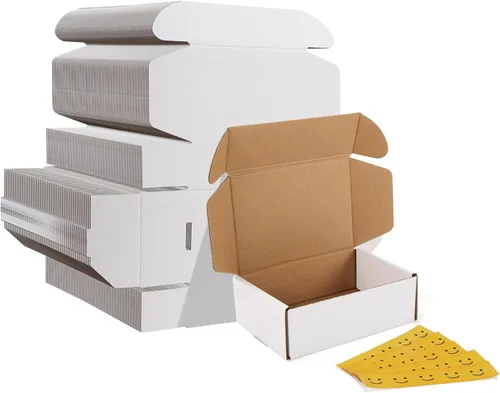 Miniatura 36 de HORLIMER - Cajas de envío pequeñas de 7x5x2, conjunto de 50, caja de cartón corrugado blanca para envío de correspondencia