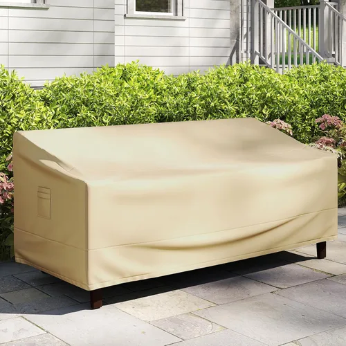 Miniatura 11 de GOFLAME Funda para sofá de patio de 2 plazas, funda resistente para sofá de exteriores, con rejillas de ventilación, asa y hebilla, resistente al