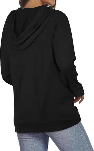 Miniatura 7 de Sudaderas con capucha para mujer, camisetas de manga larga, con bolsillos casuales, holgadas, túnica
