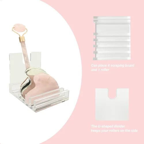 Miniatura 5 de YeeBeny Gua Sha y soporte de rodillo facial, soporte de herramientas facial acrílico, organizador de cuidado de la piel, contenedor