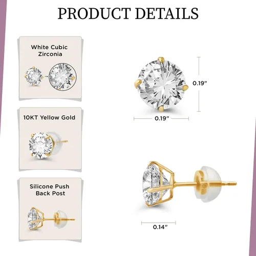 Miniatura 3 de Aretes con pasador de oro de 10 quilates con circonio Swarovski (1 ct), oro amarillo, Amarillo, 6456910YZZSTD