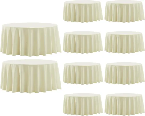 Miniatura 38 de Paquete de 2 manteles redondos de 90 pulgadas, manteles lavables de poliéster de lino decorativo para la mesa del comedor, banquetes, fiestas