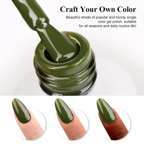 Miniatura 2 de Esmalte de uñas de gel, 1 unidad de 0.5 onzas líquidas de esmalte de gel de color verde aguacate para remojar arte de uñas, salón de manicura