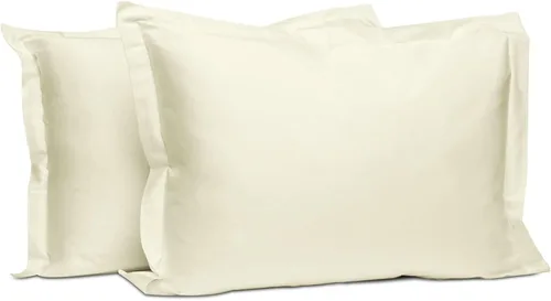 Miniatura 100 de Pizuna Juego de 2 fundas de almohada de 100 % algodón puro, tamaño estándar, color blanco, lujosas fundas de almohada de 400 hilos de satén