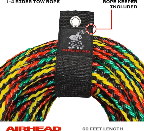 Miniatura 2 de Airhead 1-6 Person Tow Rope for Towable Tubes, Heavy Duty Boat Towline for Tubing, UV Resistant 16 Strand Polypropylene with Rope Keeper, up to