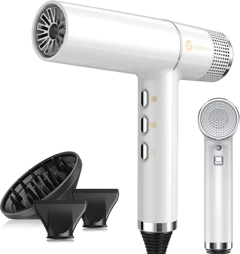 slopehill Secador de pelo con motor único sin escobillas | Diagnóstico inteligente de fallas | Microfiltro innovador | Tecnología Oxy Active | Blanco