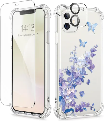 Miniatura 179 de GVIEWIN Funda diseñada para iPhone 13 de 6.1 pulgadas, con protector de pantalla de vidrio templado + protector de lente de cámara, flor Hibisco