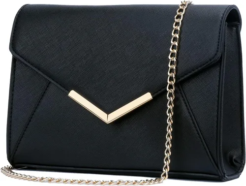 Miniatura 19 de KKXIU Bolso Clutch de Noche Tipo Sobre de Cuero Sintético Elegante para Mujer, Bolso Plegable para Fiesta, Boda, Graduación