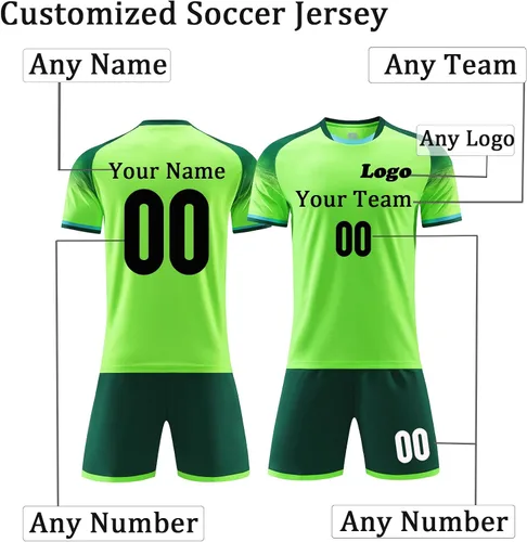 Miniatura 2 de Camiseta de fútbol personalizada para niños y hombres, camiseta de fútbol personalizada para jóvenes y niñas, uniformes de fútbol para hombres